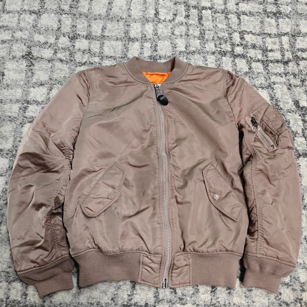 Alpha Industries MA-1 Bomber Jacket Reversible Brown Orange Womens Sample Sz S